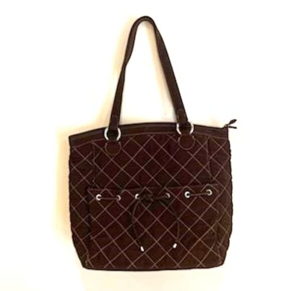 Vera Bradley Handbags - Vintage Vera Bradley Brown Quilted Tote Bag Purse